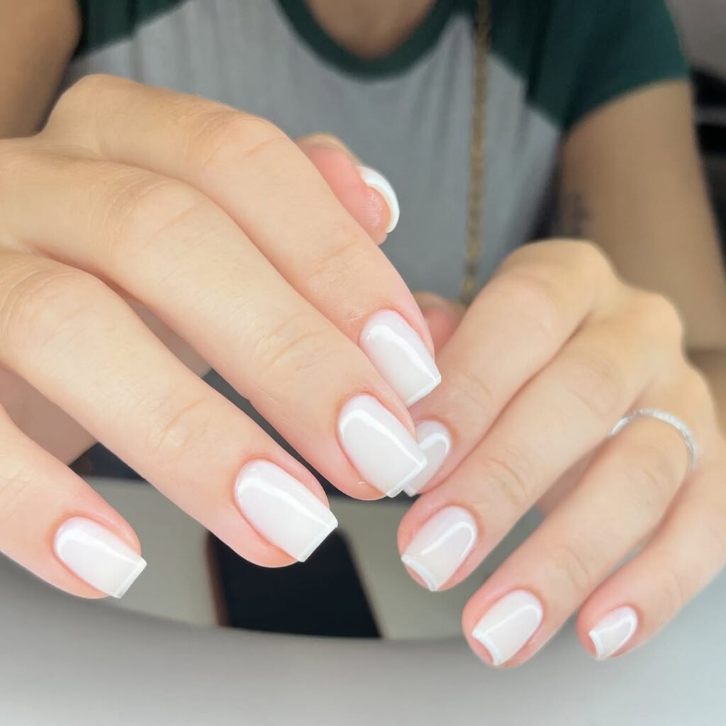 White Minimalist Square Nails