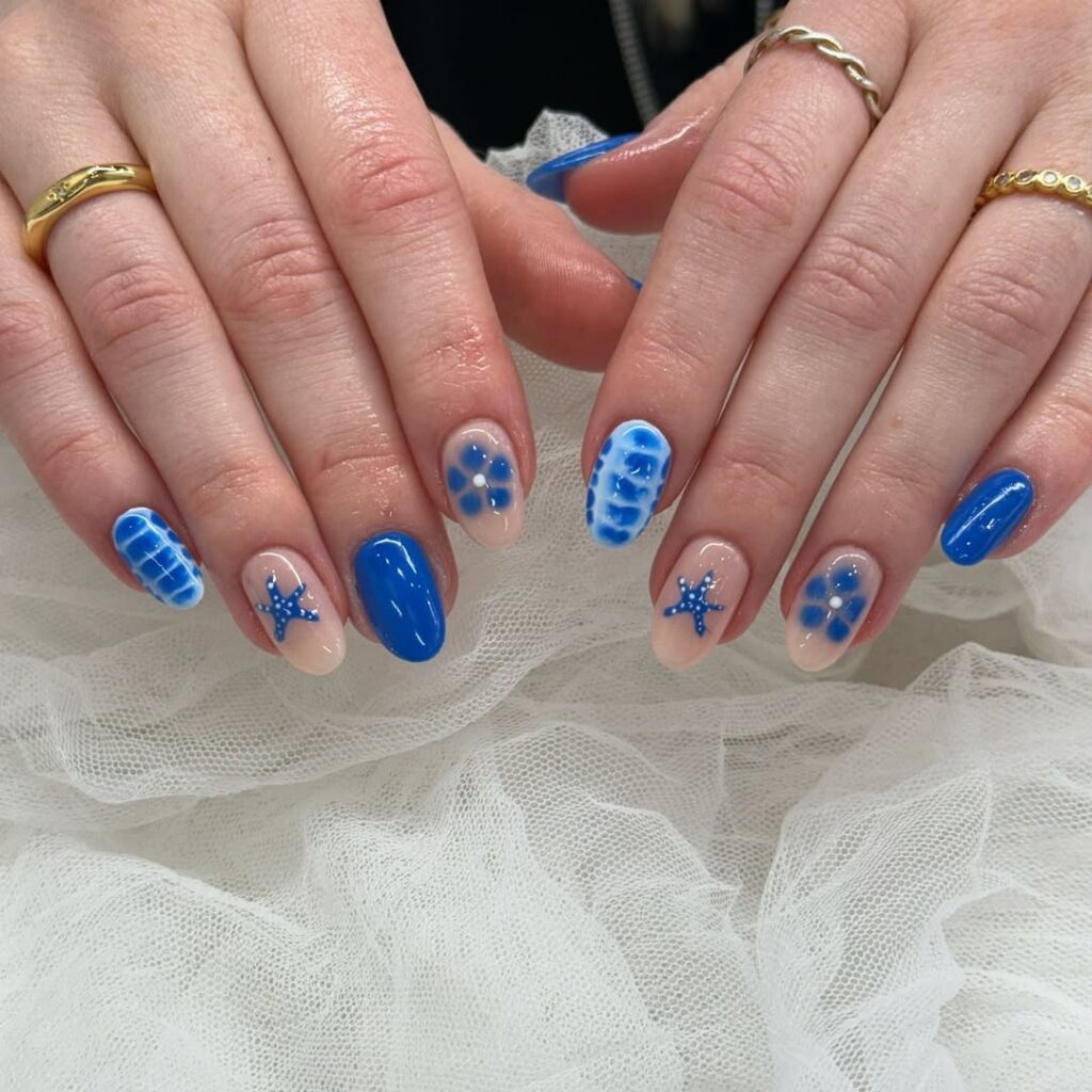 Ocean Wave Blue Nails