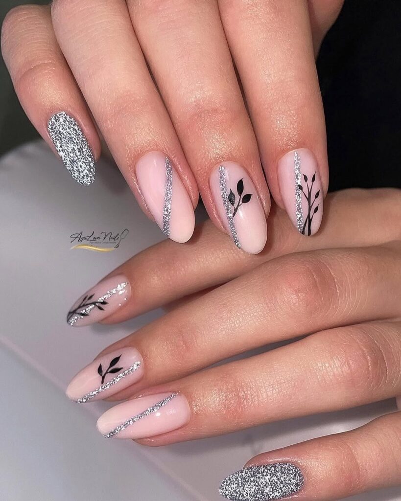 Metallic Silver Square Nails