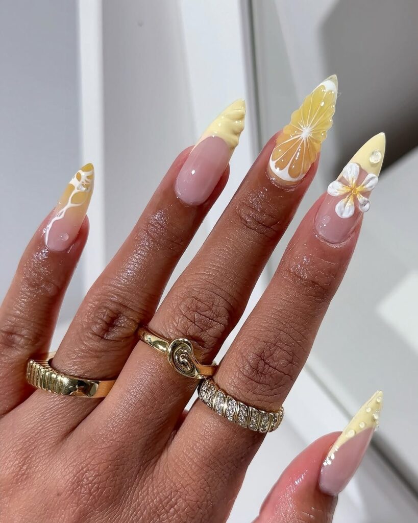 Lemon Yellow Bright Nails