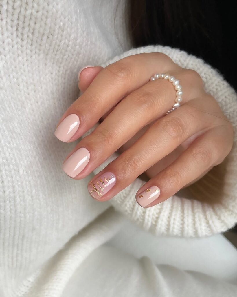 Glossy Nude Babyboomer Nails