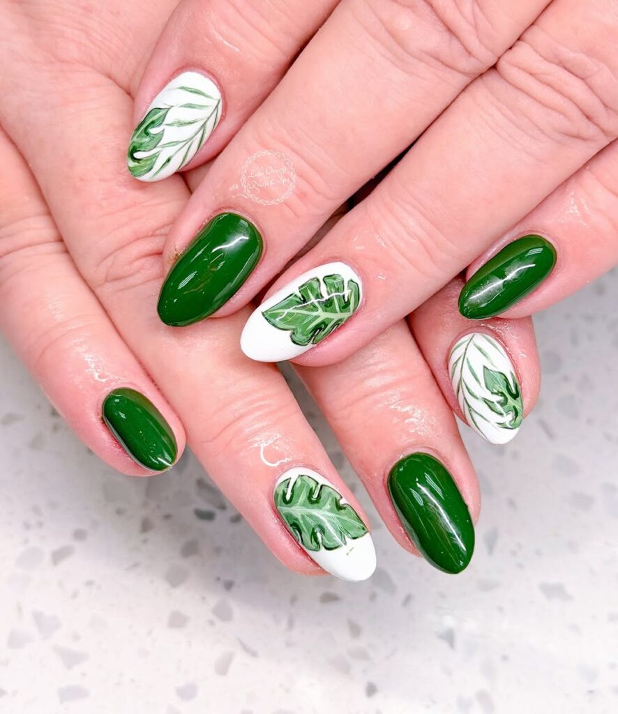 Tropical Leaf Nail Art