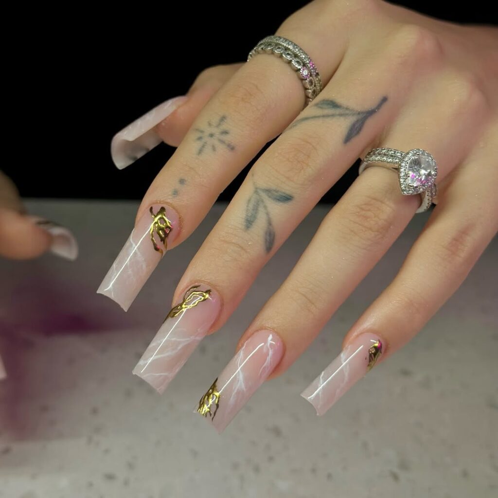 Marble Effect Square Nails