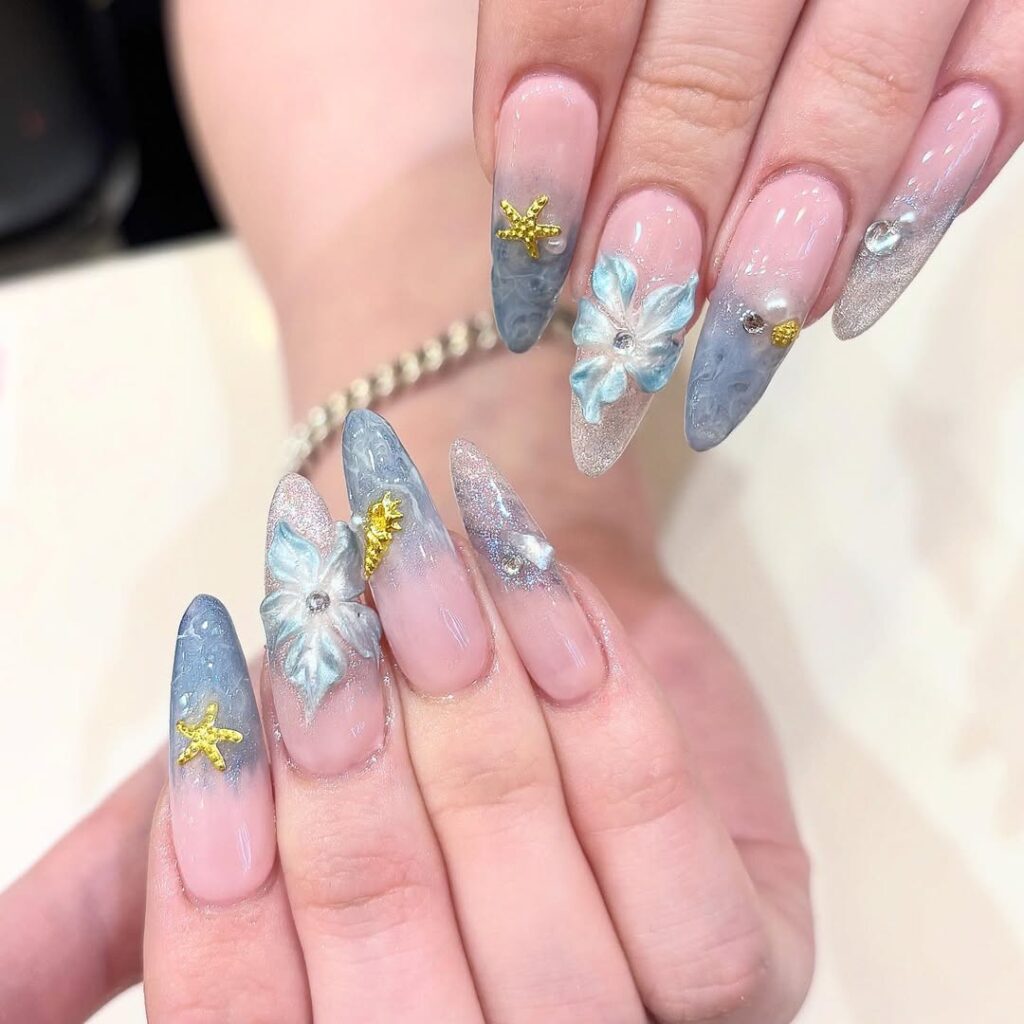 Glitter Beach Sand Nails