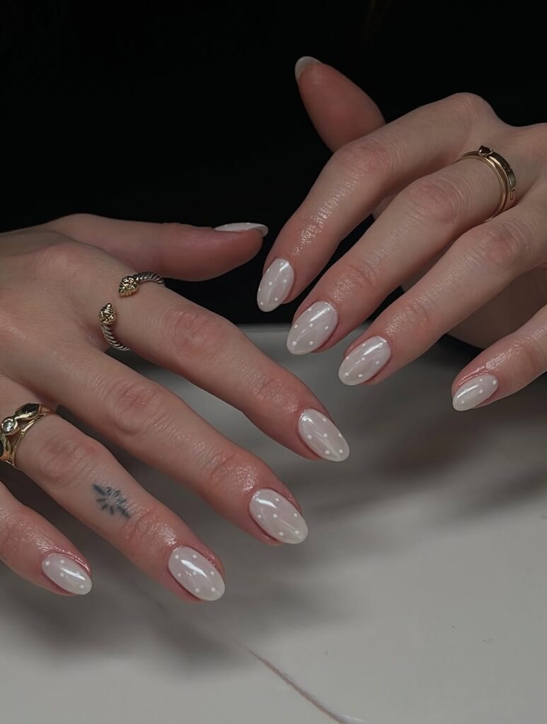Milky White Gloss Nails