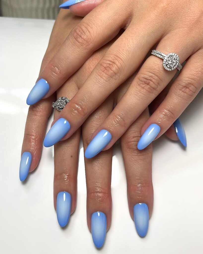 Sky Blue Cloud Nails