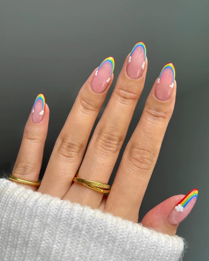 Soft Pastel Rainbow Nails