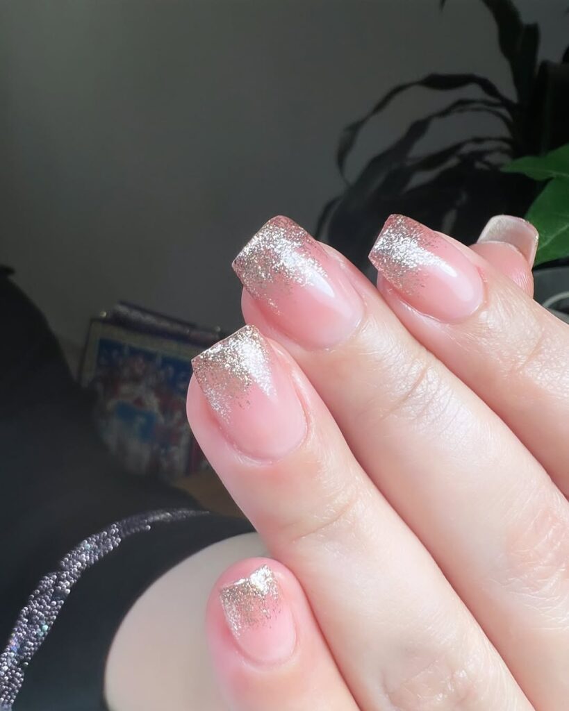 Glitter Accent Square Nails
