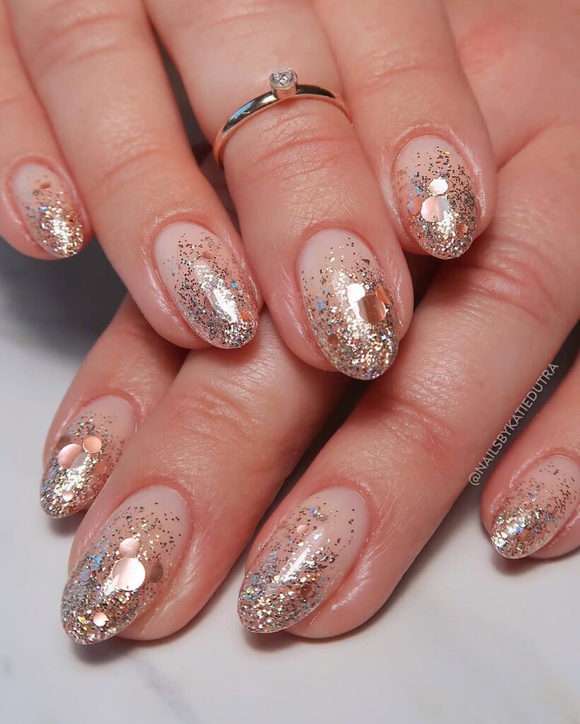 Gold Glitter Fade Nails