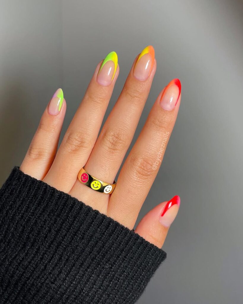 Rainbow French Tips