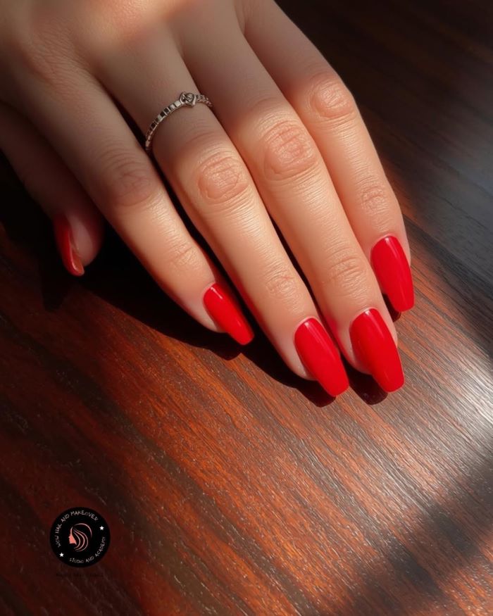 Bold Red Square Nails