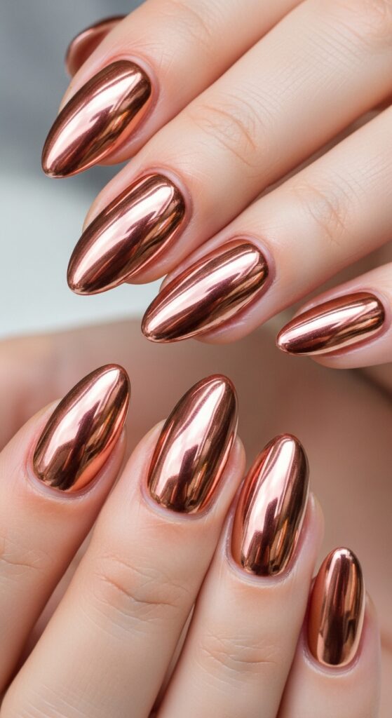 Chrome Copper Shine Nails