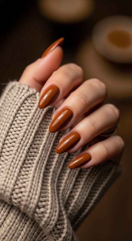 Cozy Caramel Latte Nails