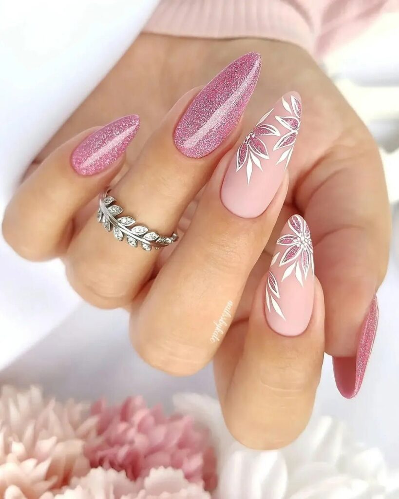 Floral Accent Nails