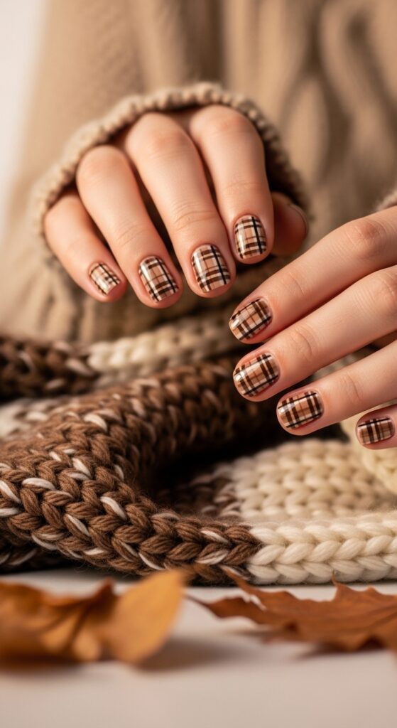 Plaid Autumn Nails