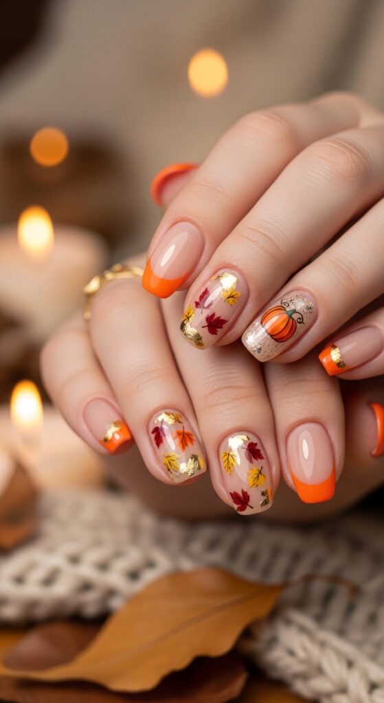 Pumpkin Spice French Tips
