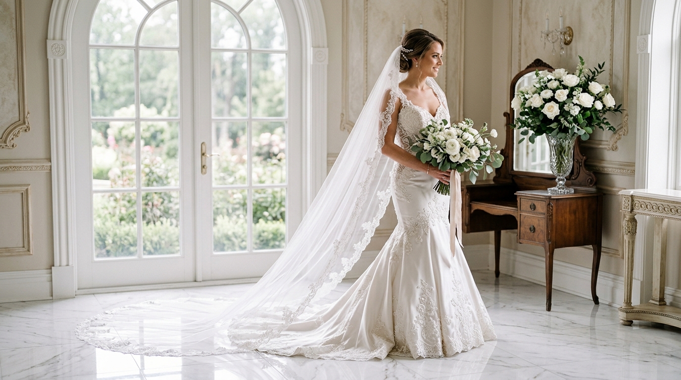 Mermaid Wedding Dress With Veil